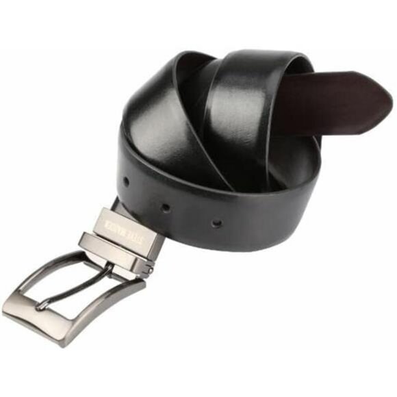 Mens Reversible Leather Belt Casual Dress Black Brown Adjustable Work Belt - Picture 2 of 7